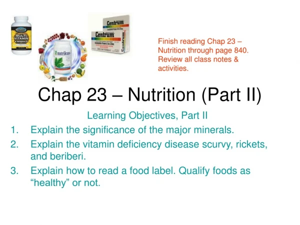 Chap 23 – Nutrition (Part II)