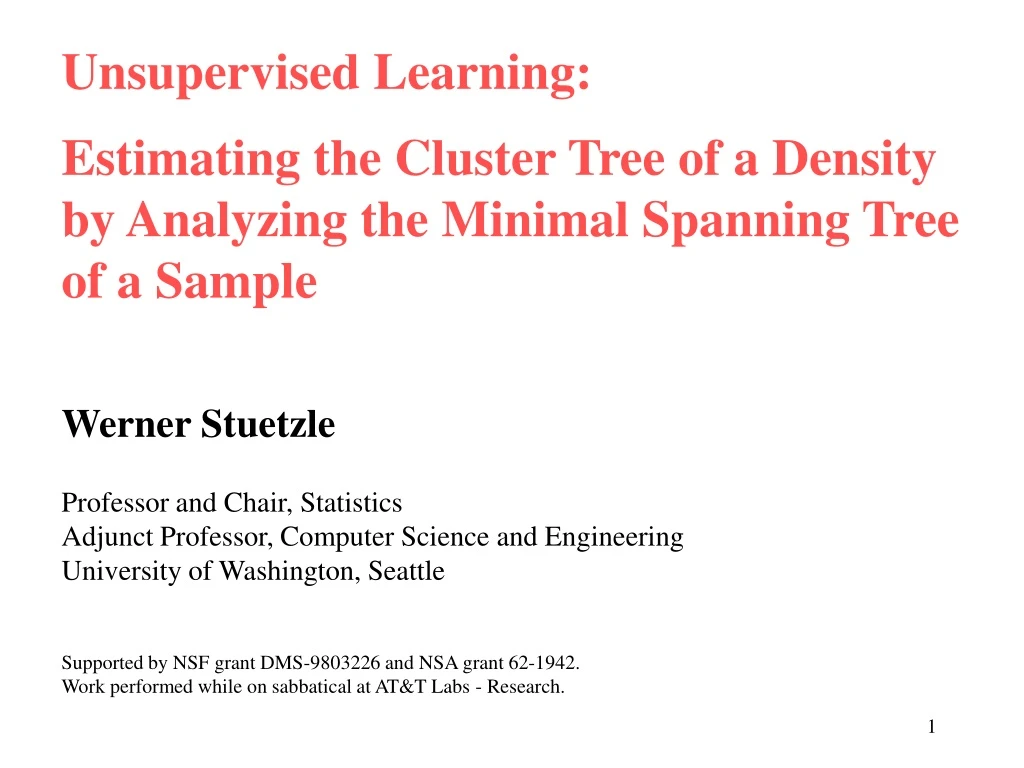 unsupervised learning estimating the cluster tree
