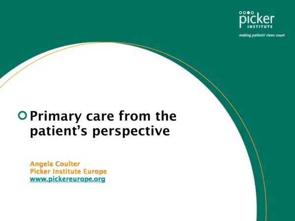 Primary care from the patient s perspective