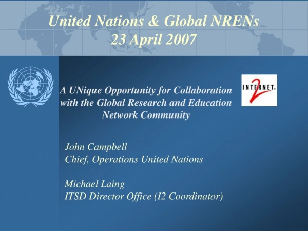 United Nations &amp; Global NRENs  23 April 2007