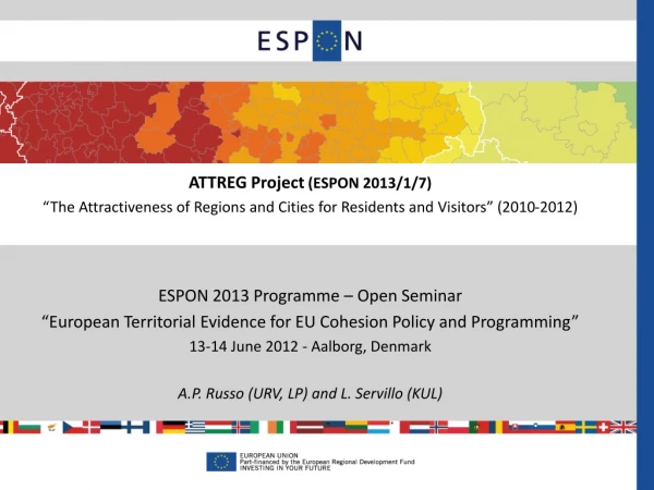 ESPON 2013 Programme – Open Seminar
