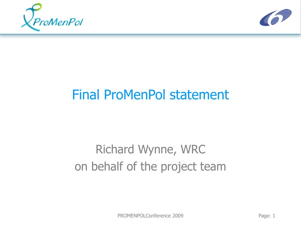 richard wynne wrc on behalf of the project team