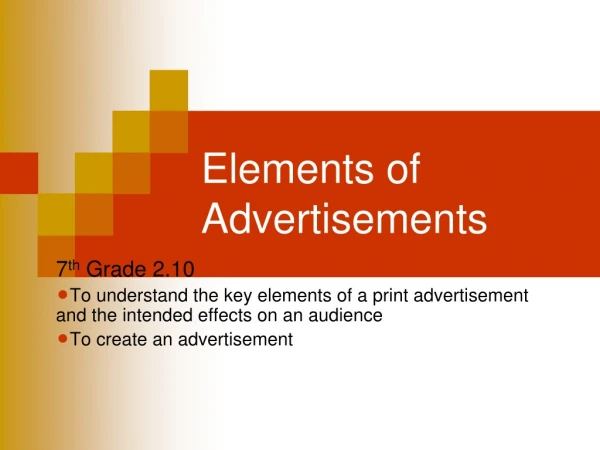 Elements of Advertisements