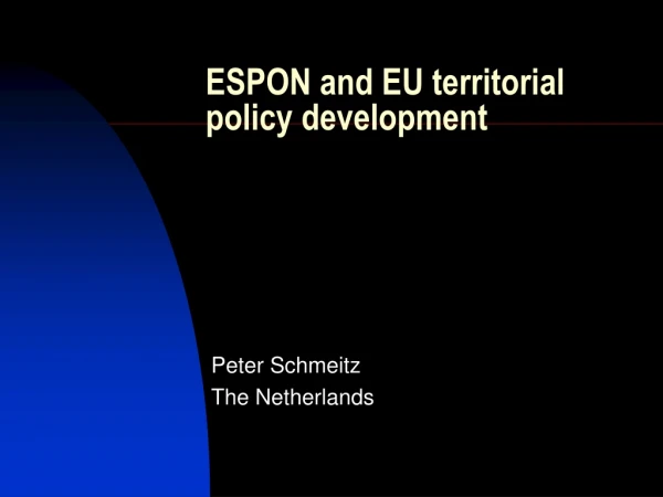 ESPON and EU territorial policy development