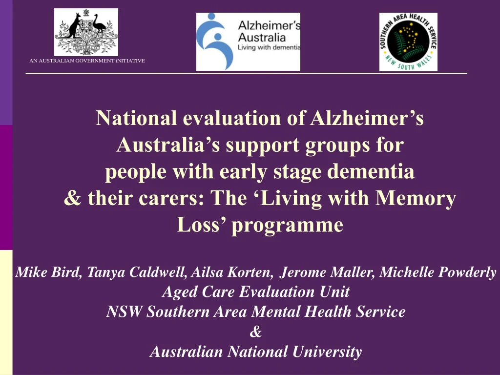 national evaluation of alzheimer s australia