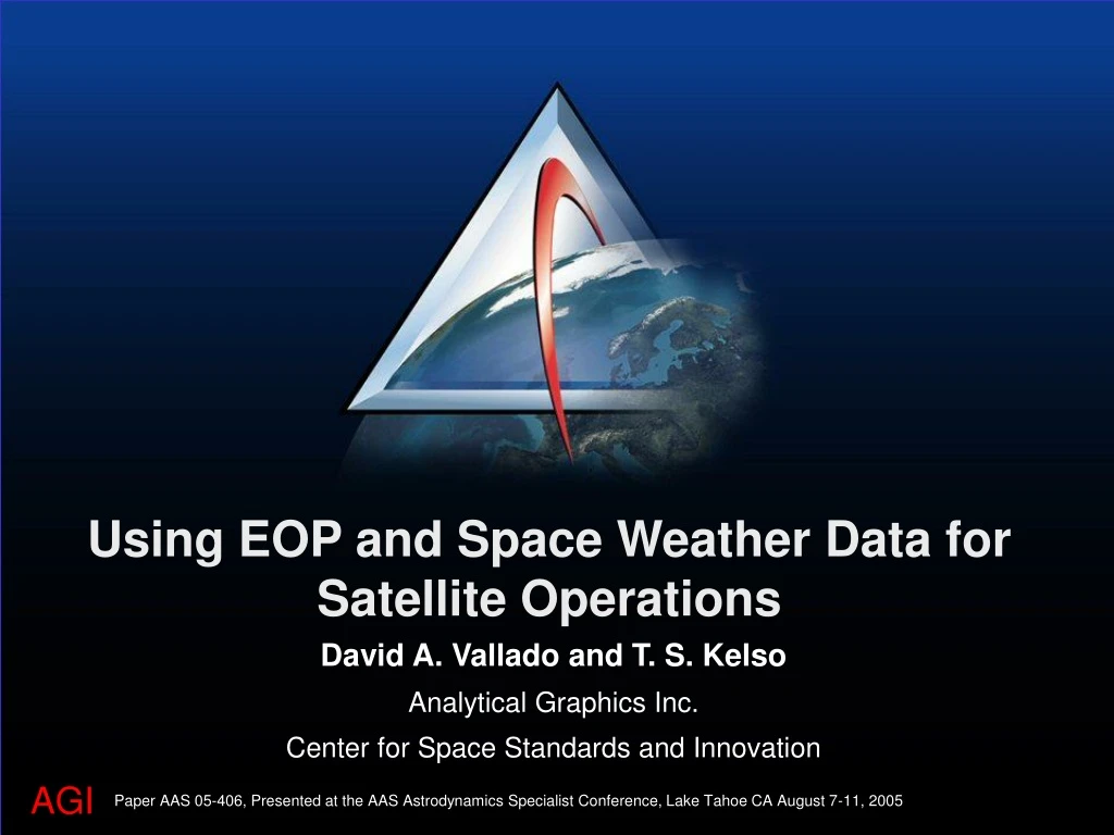 using eop and space weather data for satellite operations