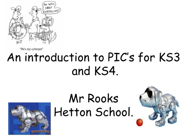 An introduction to PIC’s for KS3  and KS4. Mr Rooks Hetton School.
