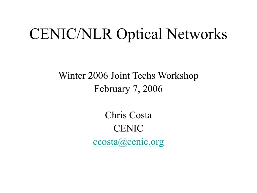 cenic nlr optical networks