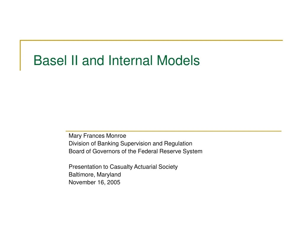 basel ii and internal models