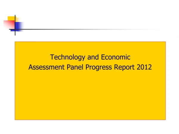 Technology and Economic  Assessment Panel Progress Report 2012