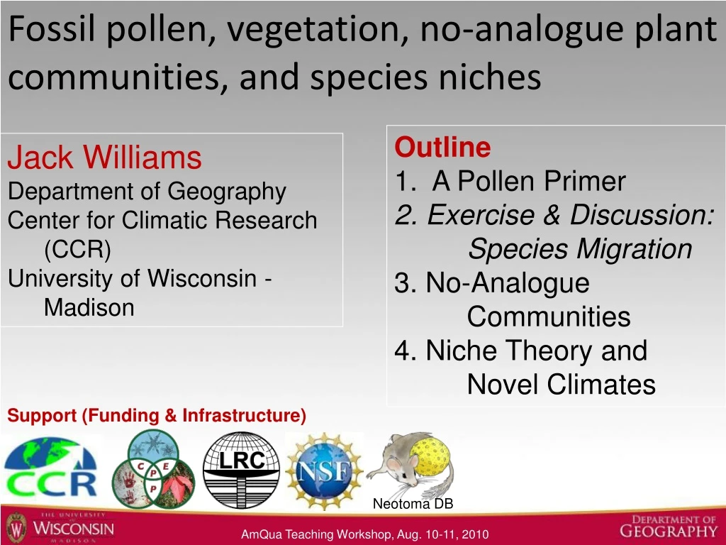 fossil pollen vegetation no analogue plant communities and species niches