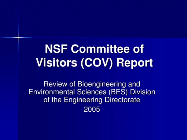 NSF Committee of Visitors (COV) Report