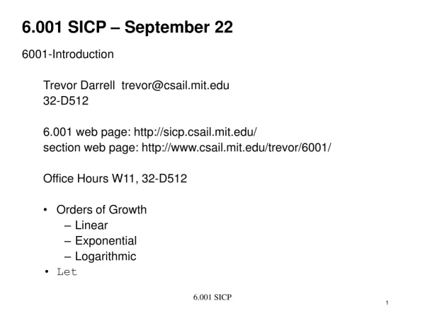 6.001 SICP – September 22