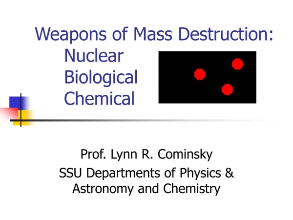 Weapons of Mass Destruction: 	Nuclear 	Biological 	Chemical