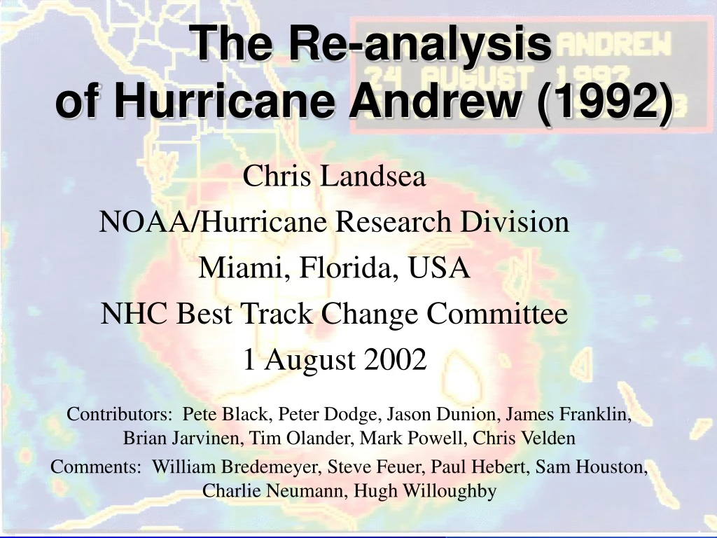 the re analysis of hurricane andrew 1992