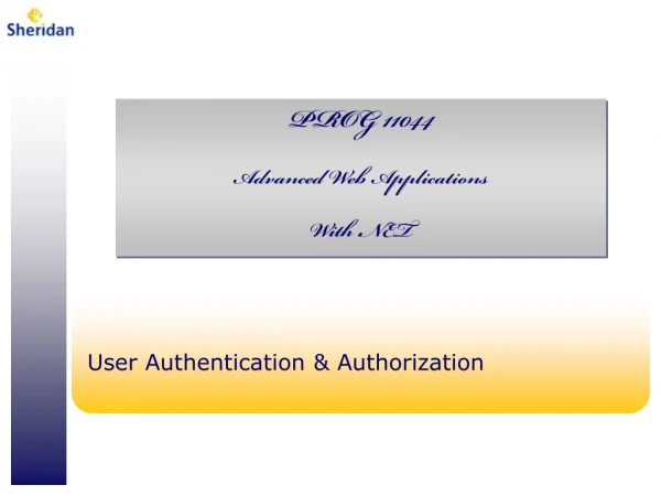 User Authentication &amp; Authorization