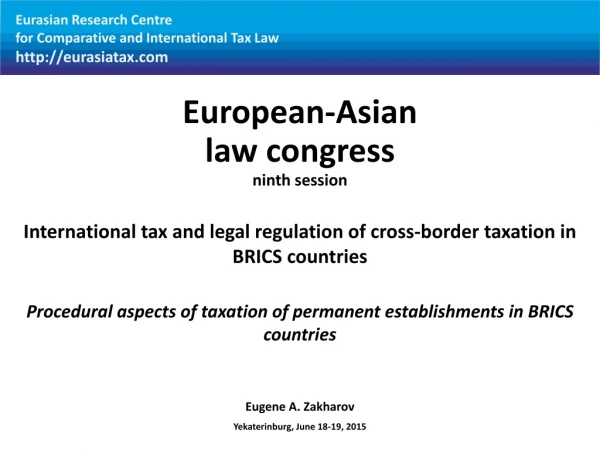 Eurasian Research Centre for Comparative and International Tax Law eurasiatax