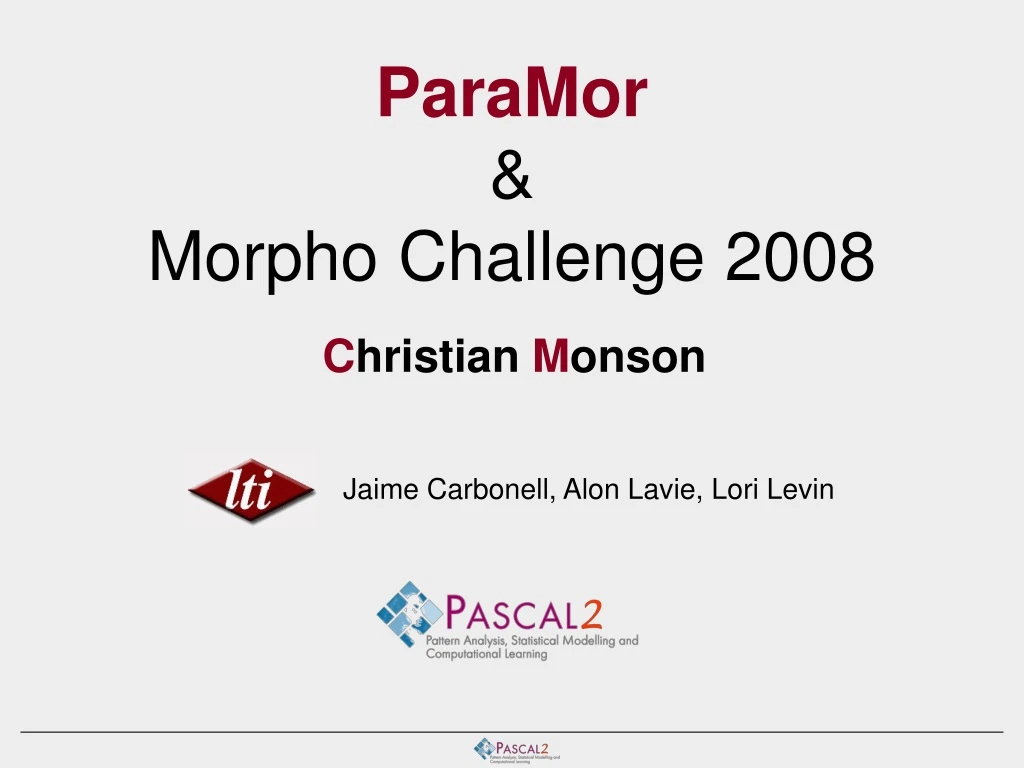 paramor morpho challenge 2008