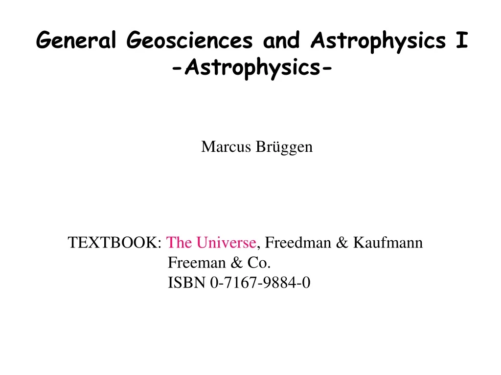general geosciences and astrophysics