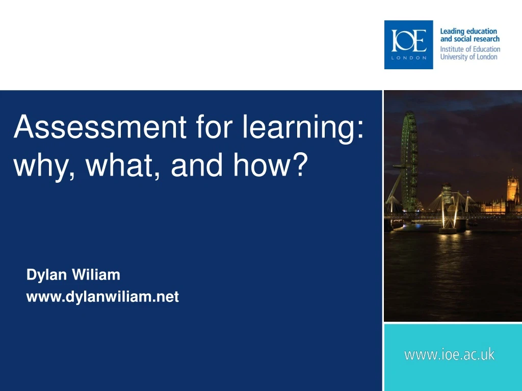 assessment for learning why what and how