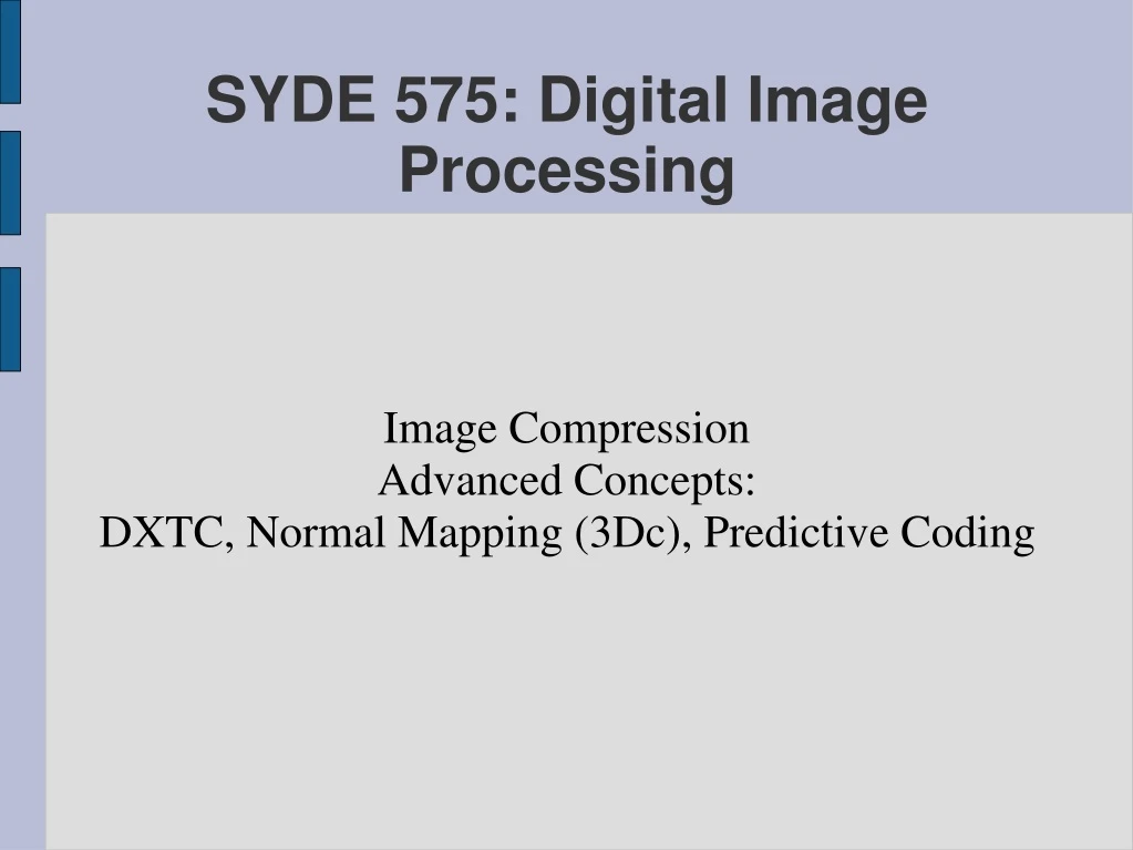 image compression advanced concepts dxtc normal mapping 3dc predictive coding
