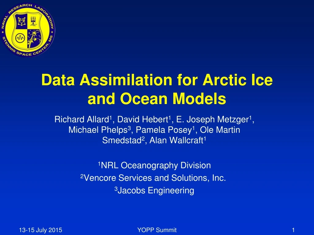data assimilation for arctic ice and ocean models