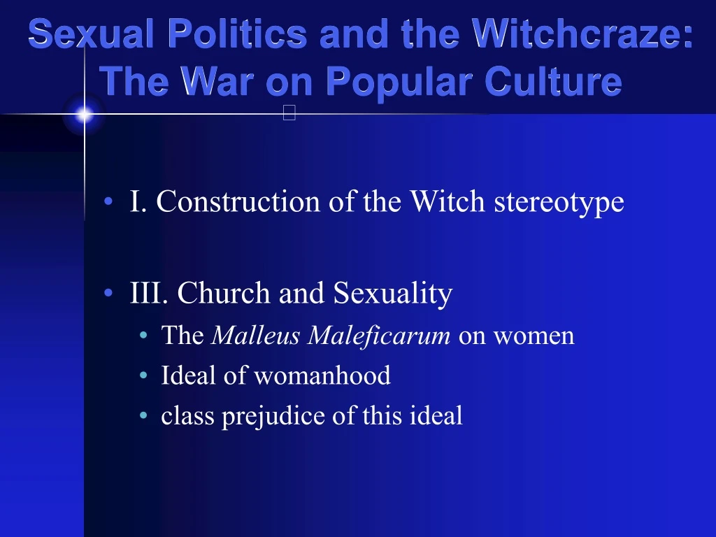 sexual politics and the witchcraze the war on popular culture