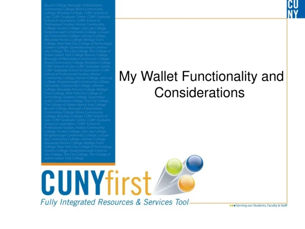 My Wallet Functionality and Considerations
