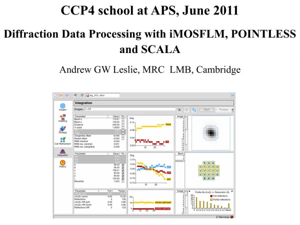 CCP4 school at APS, June 2011 Diffraction Data Processing with iMOSFLM, POINTLESS and SCALA