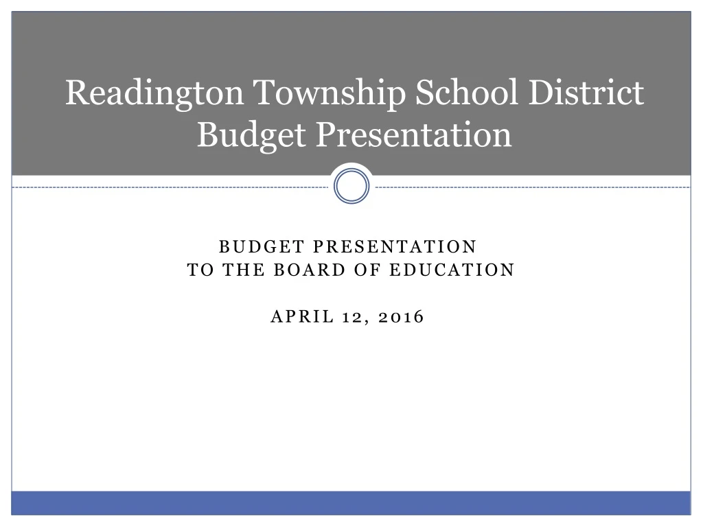 readington township school district budget presentation