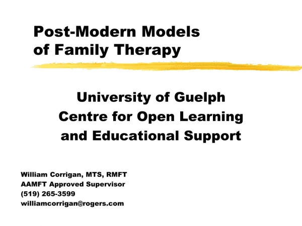 Post-Modern Models of Family Therapy