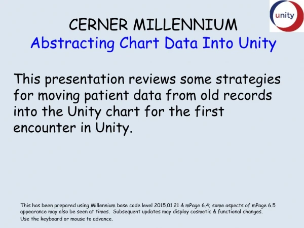 CERNER MILLENNIUM Abstracting Chart Data Into Unity