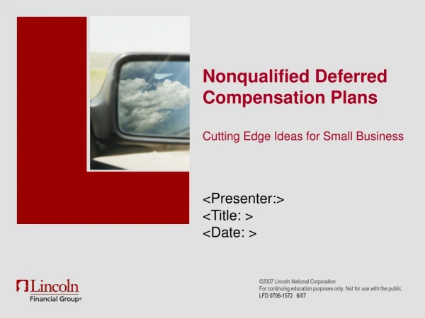 Nonqualified Deferred Compensation Plans  Cutting Edge Ideas for Small Business