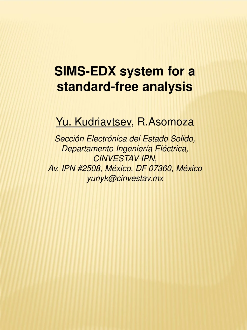 sims edx system for a standard free analysis