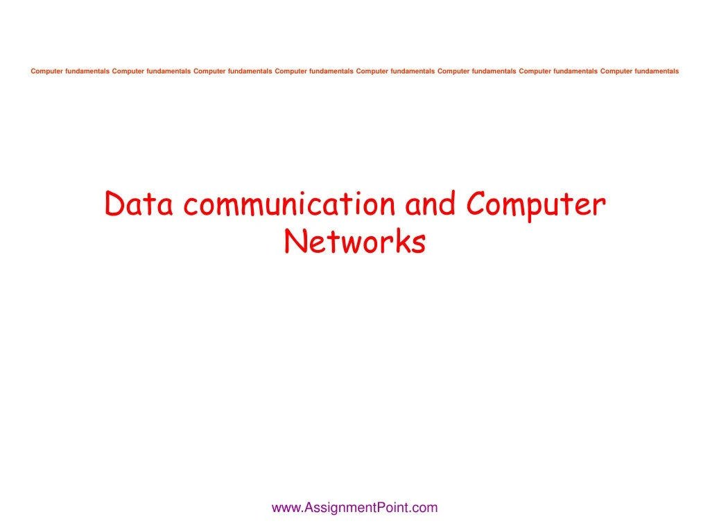 data communication and computer networks