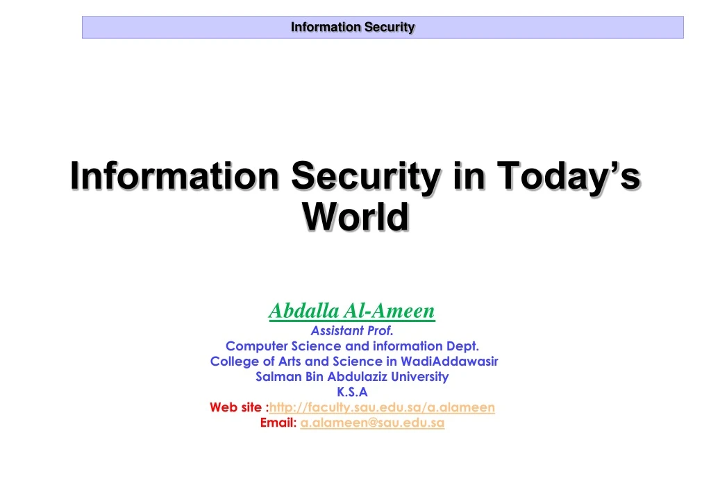 information security in today s world