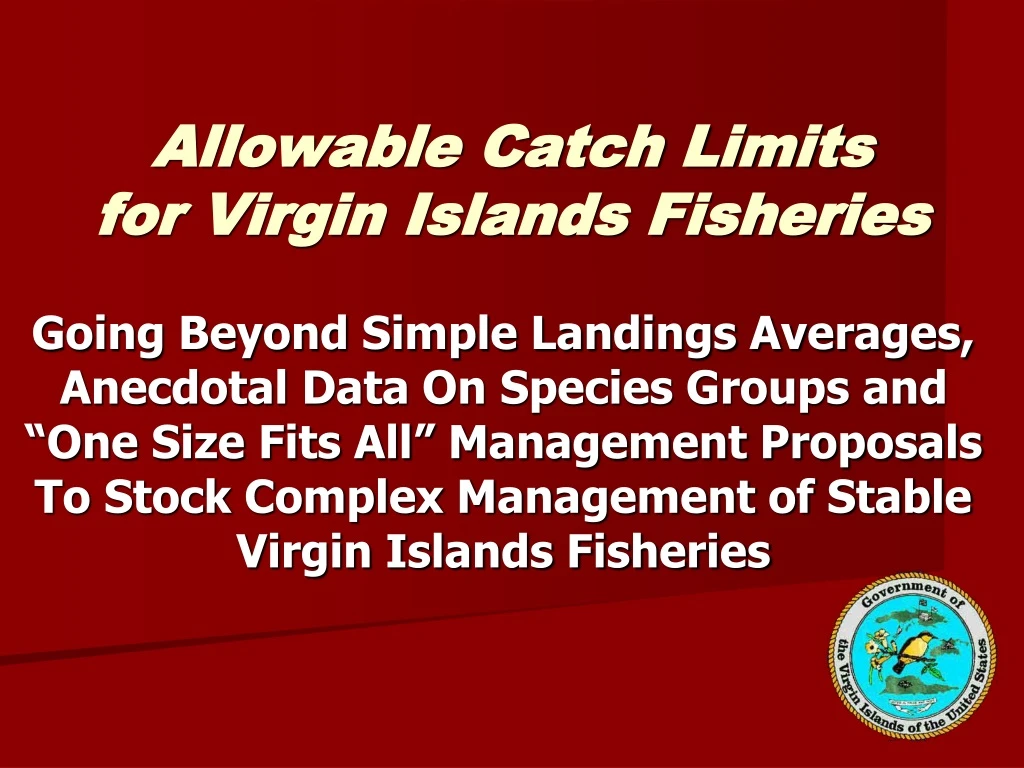 allowable catch limits for virgin islands fisheries