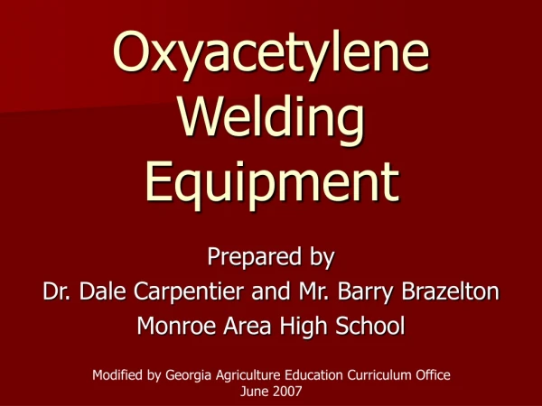 Oxyacetylene Welding Equipment