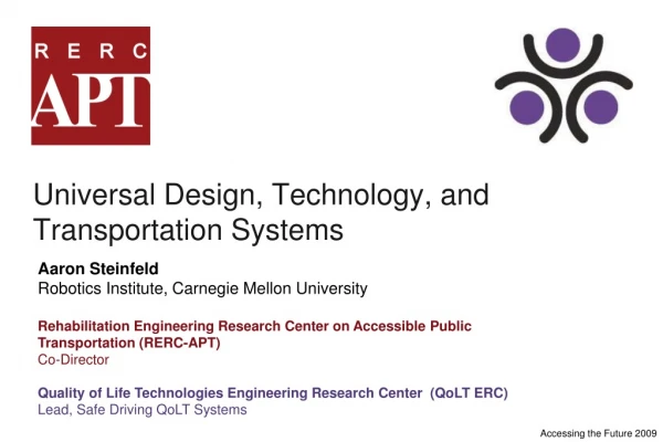 Universal Design, Technology, and Transportation Systems