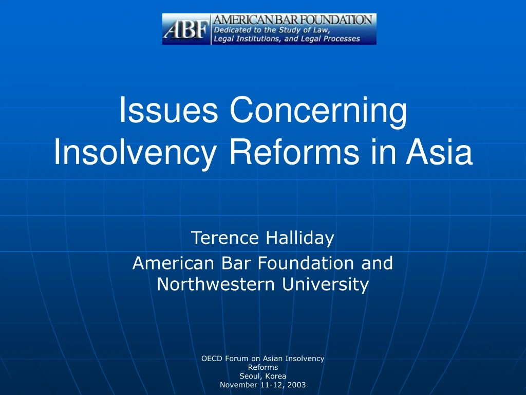 issues concerning insolvency reforms in asia