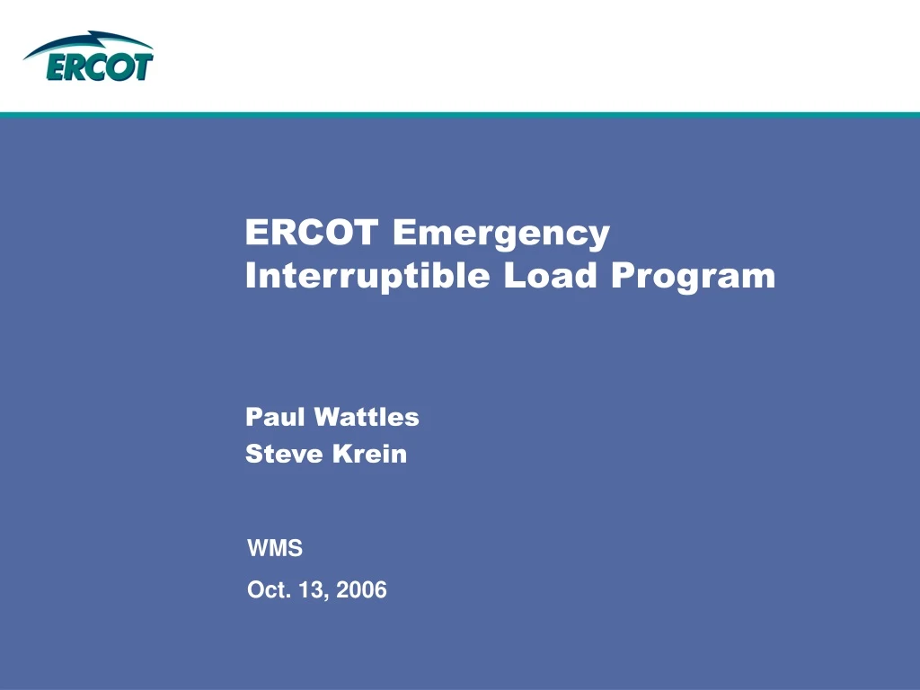 ercot emergency interruptible load program