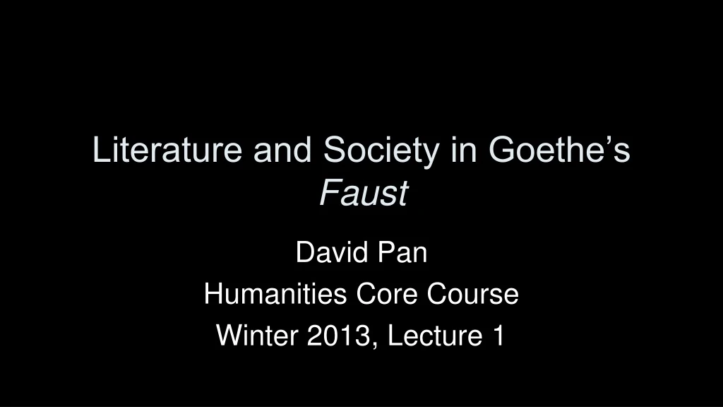 literature and society in goethe s faust