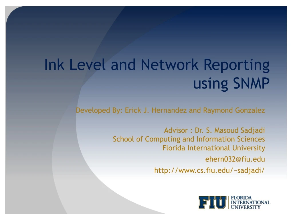ink level and network reporting using snmp