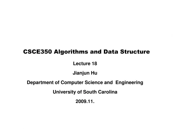 CSCE350 Algorithms and Data Structure