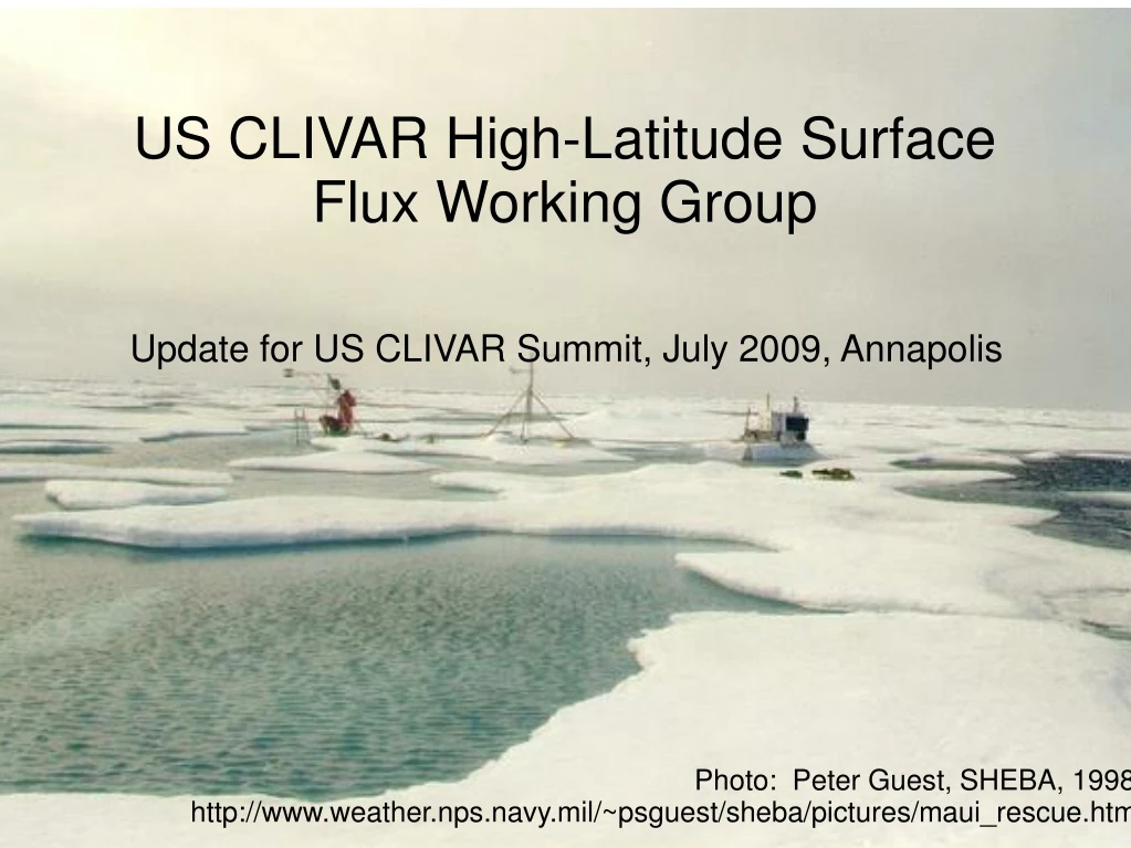 us clivar high latitude surface flux working group