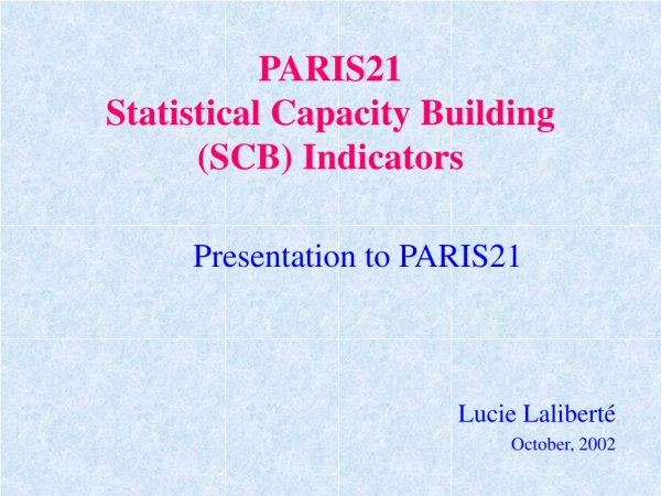 PARIS21  Statistical Capacity Building (SCB) Indicators