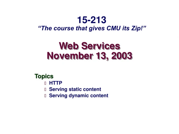 Web Services November 13, 2003