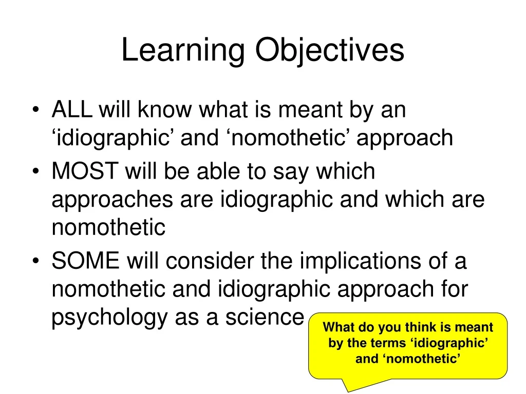 learning objectives