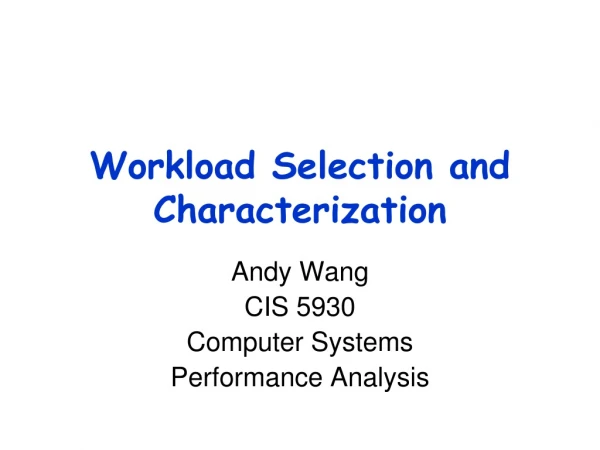 Workload Selection and Characterization