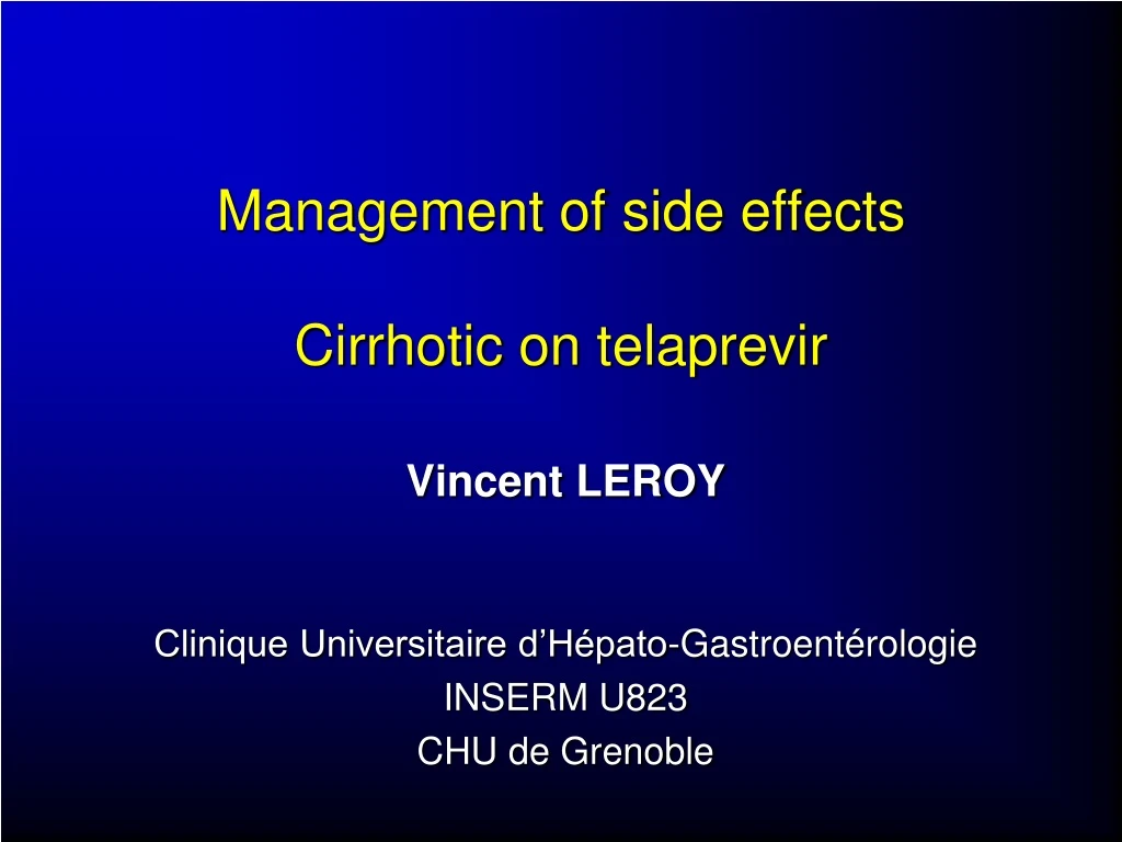 management of side effects cirrhotic on telaprevir